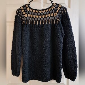 Vintage Liz Claiborne Sweater Womens‎ Medium Silk Ramie Chunky Knit Metallic NEW